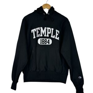 Champion Reverse Weave‎ Temple University Hoodie S Black 1884 Embroidered Logo
